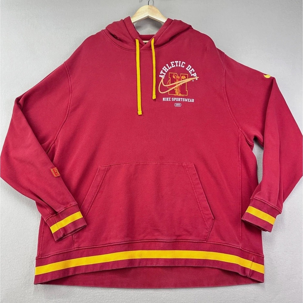 Nike NSW Club Fleece Pullover Hoodie Mens XXL Gym‎ Red Retro Sweatshirt - Picture 2 of 13